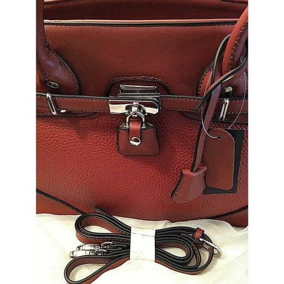 NWT Carmel Vegan Leather Covered Lock & Key Medium Top Handle Satchel Handbag - Picture 3 of 11